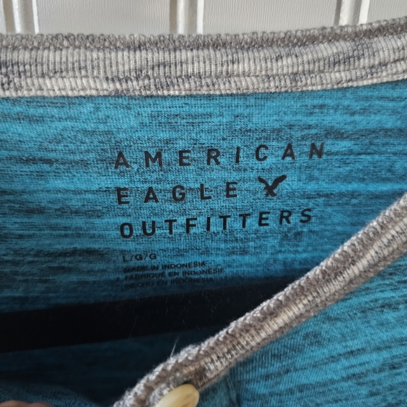 American Eagle Gray and Blue Shirt Mens Large - Picture 3 of 4